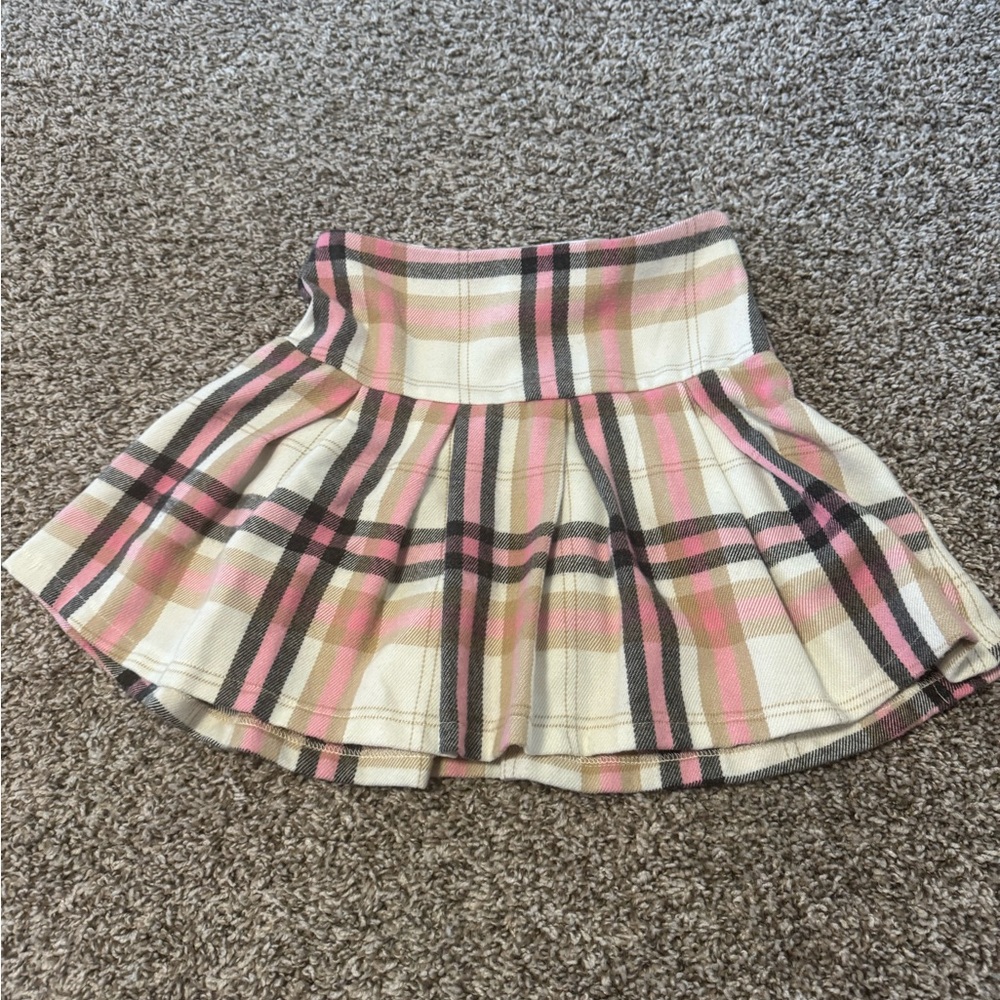 Blue Rain Pink and Cream Plaid Skater Skirt